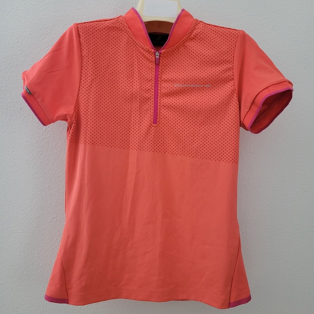 Porsche Womens Polo Shirt Small Corla Pink 1/4 Zip Performance Stetch Golf S